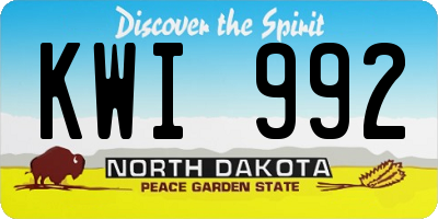 ND license plate KWI992