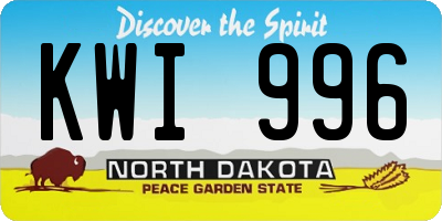 ND license plate KWI996