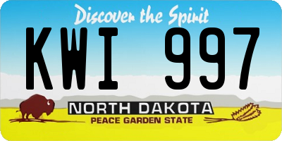ND license plate KWI997