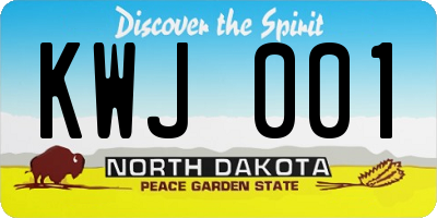 ND license plate KWJ001