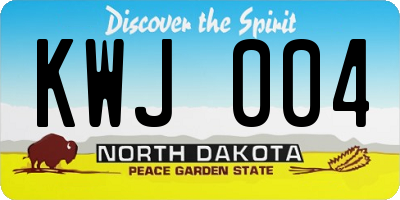ND license plate KWJ004