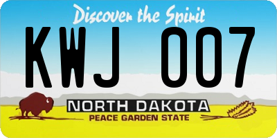 ND license plate KWJ007