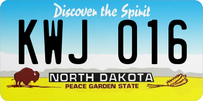 ND license plate KWJ016
