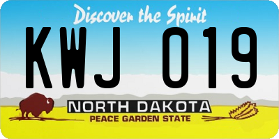 ND license plate KWJ019