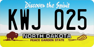 ND license plate KWJ025
