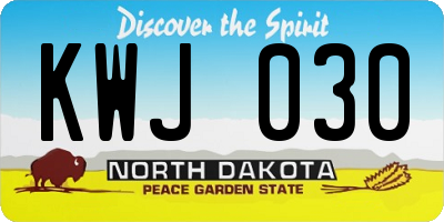 ND license plate KWJ030