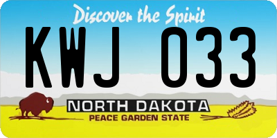 ND license plate KWJ033