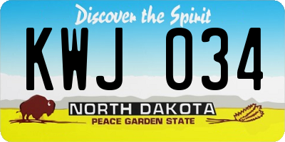 ND license plate KWJ034