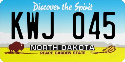 ND license plate KWJ045