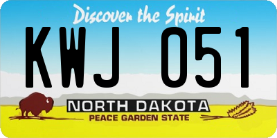 ND license plate KWJ051