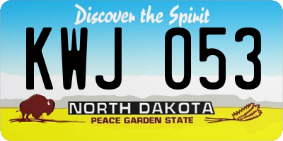 ND license plate KWJ053