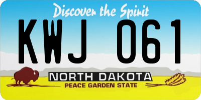 ND license plate KWJ061