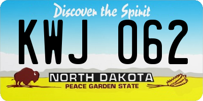 ND license plate KWJ062