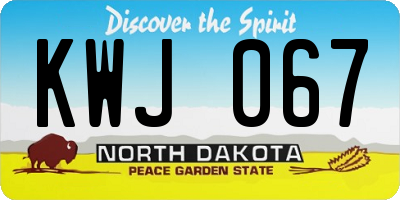 ND license plate KWJ067