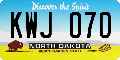 ND license plate KWJ070