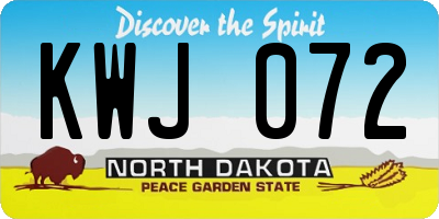 ND license plate KWJ072