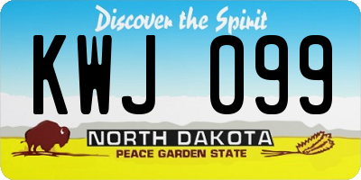 ND license plate KWJ099