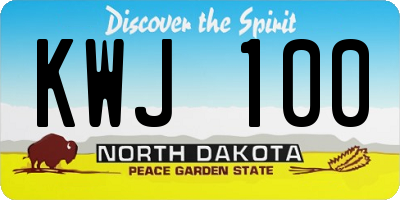 ND license plate KWJ100