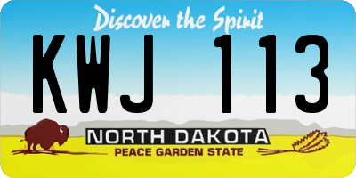 ND license plate KWJ113