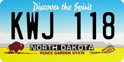 ND license plate KWJ118