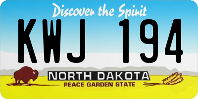 ND license plate KWJ194