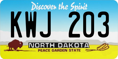 ND license plate KWJ203