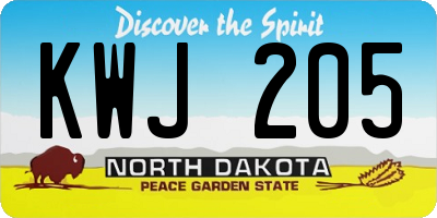 ND license plate KWJ205
