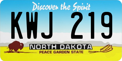 ND license plate KWJ219