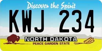 ND license plate KWJ234