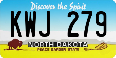 ND license plate KWJ279
