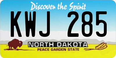 ND license plate KWJ285