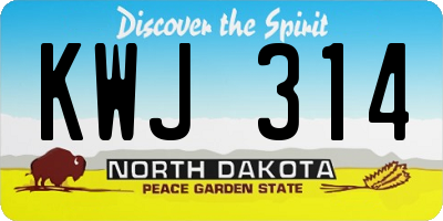 ND license plate KWJ314