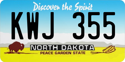 ND license plate KWJ355