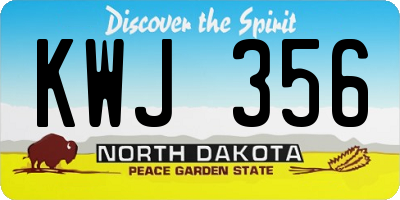 ND license plate KWJ356