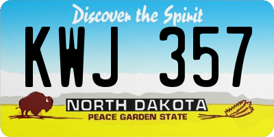 ND license plate KWJ357
