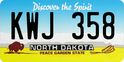 ND license plate KWJ358
