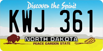 ND license plate KWJ361