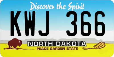 ND license plate KWJ366