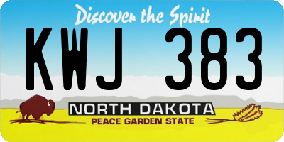 ND license plate KWJ383
