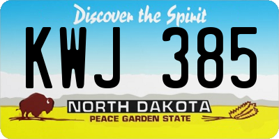 ND license plate KWJ385