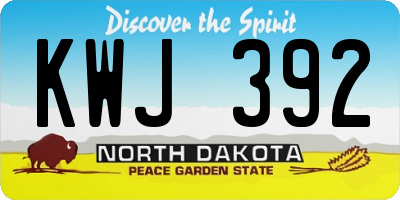 ND license plate KWJ392