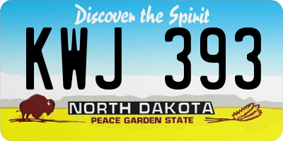 ND license plate KWJ393