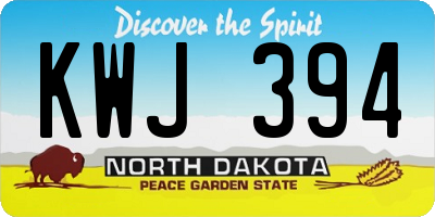 ND license plate KWJ394