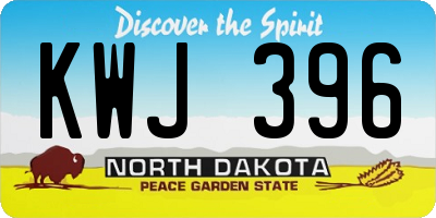 ND license plate KWJ396