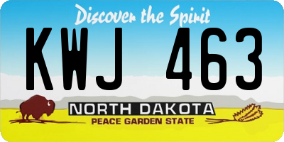 ND license plate KWJ463
