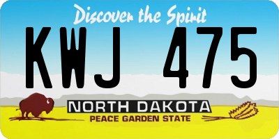 ND license plate KWJ475