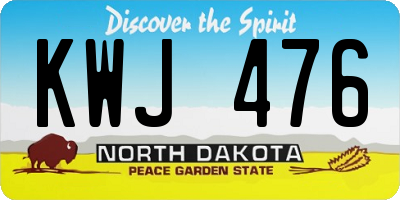 ND license plate KWJ476