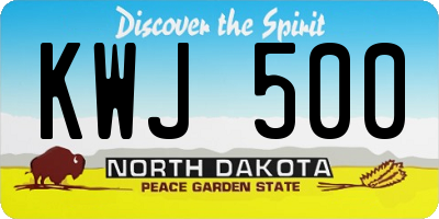 ND license plate KWJ500