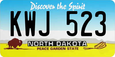 ND license plate KWJ523