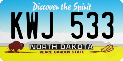 ND license plate KWJ533